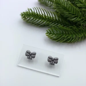 Polymer clay earrings bow stud (Polimer agyag fülbevaló bedugós masni)