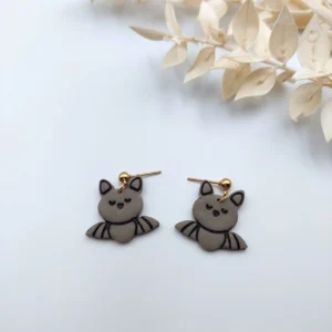 Polymer clay earrings dangle bat