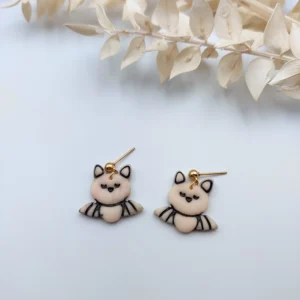 Polymer clay earrings dangle bat