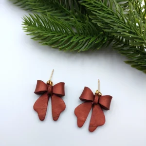 Polymer clay earrings dangle bow