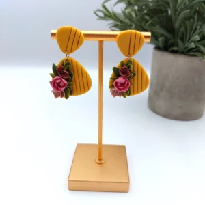 Polymer clay earrings dangle flower