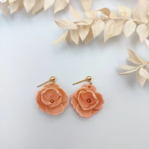 Polymer clay earrings dangle flower