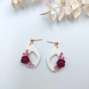 Polymer clay earrings dangle flower