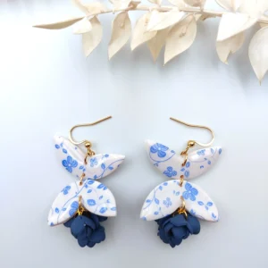 Polymer clay earrings dangle flower
