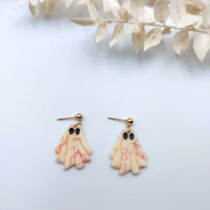 Polymer clay earrings dangle ghost