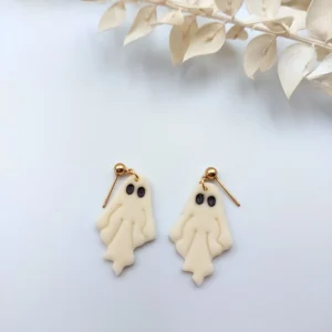 Polymer clay earrings dangle ghost (Polimer agyag fülbevaló lógó szellem)