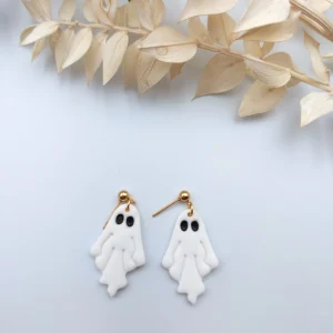 Polymer clay earrings dangle ghost (Polimer agyag fülbevaló lógó szellem)