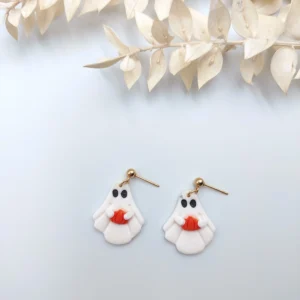 Polymer clay earrings dangle ghost (Polimer agyag fülbevaló lógó szellem)
