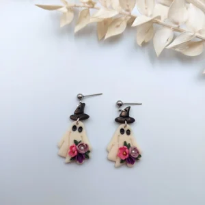 Polymer clay earrings dangle ghost