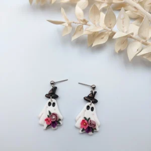 Polymer clay earrings dangle ghost