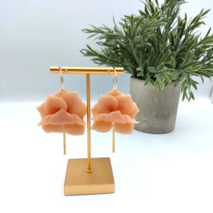 Polymer clay earrings dangle lotus (Polimer agyag fülbevaló lógós lótusz) (1)