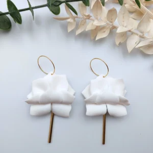 Polymer clay earrings dangle lotus (Polimer agyag fülbevaló lógós lótusz)