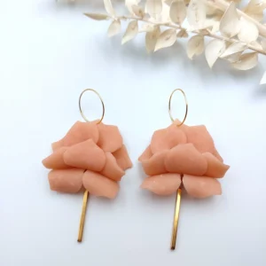 Polymer clay earrings dangle lotus