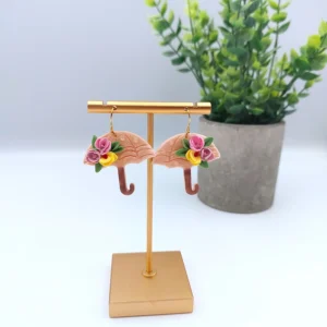 Polymer clay earrings dangle opened umbrella (Polimer agyag fülbevaló lógó nyitott esernyő) (1)