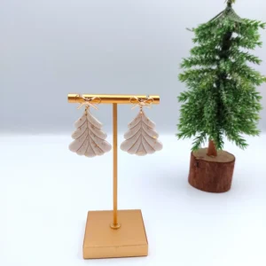 Polymer clay earrings dangle pine (Polimer agyag fülbevaló lógós fenyő) (1)