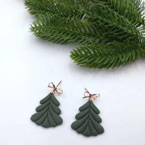 Polymer clay earrings dangle pine