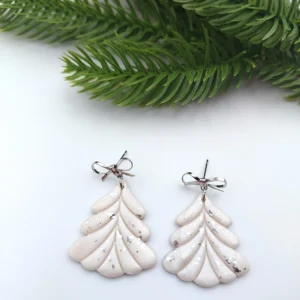 Polymer clay earrings dangle pine