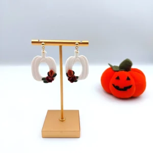 Polymer clay earrings dangle pumpkin (Polimer agyag fülbevaló lógó sütőtök) (1)