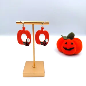 Polymer clay earrings dangle pumpkin (Polimer agyag fülbevaló lógó sütőtök) (1)