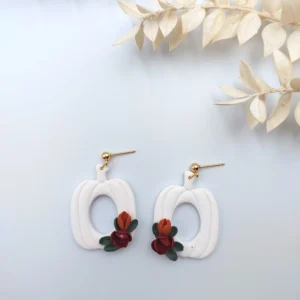 Polymer clay earrings dangle pumpkin (Polimer agyag fülbevaló lógó sütőtök)