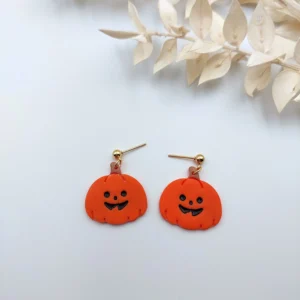 Polymer clay earrings dangle pumpkin (Polimer agyag fülbevaló lógós tök)