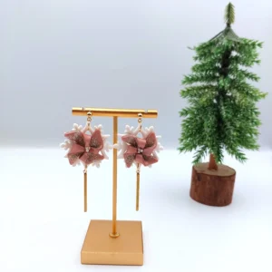 Polymer clay earrings dangle snowflake (Polimer agyag fülbevaló lógós hópehely) (1)