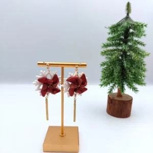 Polymer clay earrings dangle snowflake (Polimer agyag fülbevaló lógós hópehely) (1)