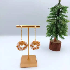 Polymer clay earrings dangle wreath (Polimer agyag fülbevaló lógó koszorú) (1)