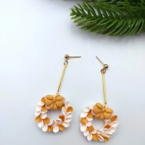 Polymer clay earrings dangle wreath