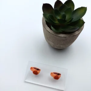 Polymer clay earrings fall cup stud (Polimer agyag fülbevaló bedugós őszi csésze) (1)