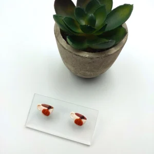 Polymer clay earrings fall cup stud (Polimer agyag fülbevaló bedugós őszi csésze) (1)