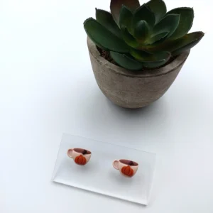 Polymer clay earrings fall cup stud (Polimer agyag fülbevaló bedugós őszi csésze) (1)