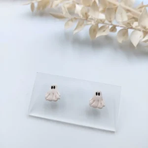 Polymer clay earrings ghost stud (Polimer agyag fülbevaló bedugós szellem)