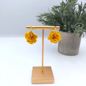 Polymer clay earrings hoop rose (Polimer agyag fülbevaló karika rózsa) (1)