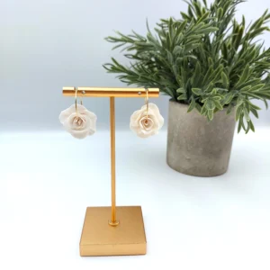 Polymer clay earrings hoop rose (Polimer agyag fülbevaló karika rózsa) (1)