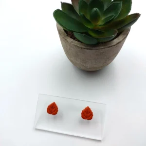 Polymer clay earrings leaf stud (Polimer agyag fülbevaló bedugós levél) (1)