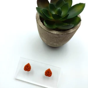 Polymer clay earrings leaf stud (Polimer agyag fülbevaló bedugós levél) (1)