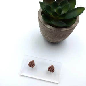 Polymer clay earrings leaf stud (Polimer agyag fülbevaló bedugós levél) (1)