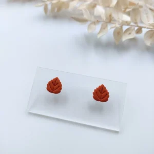 Polymer clay earrings leaf stud