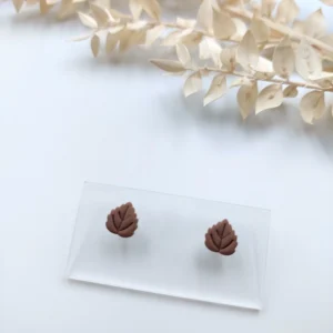 Polymer clay earrings leaf stud