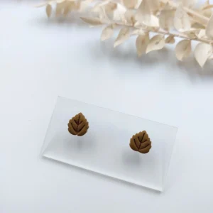 Polymer clay earrings leaf stud