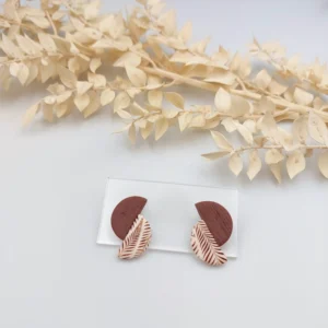 Polymer clay earrings mirror semicircle stud
