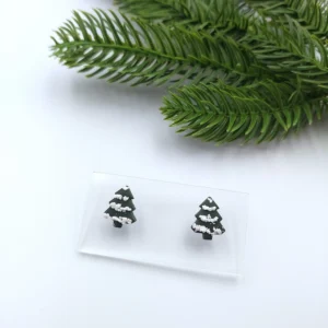 Polymer clay earrings pine stud