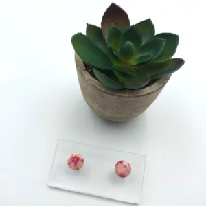 Polymer clay earrings printed stud (Polimer agyag fülbevaló bedugós nyomott mintával) (1)