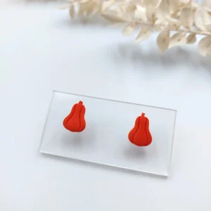 Polymer clay earrings pumpkin stud
