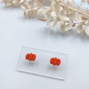 Polymer clay earrings pumpkin stud