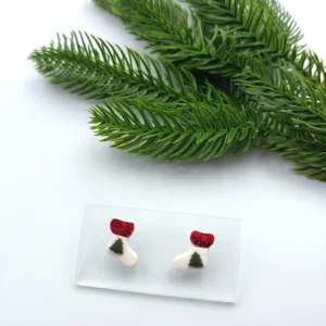 Polymer clay earrings socks stud (Polimer agyag fülbevaló bedugós zokni)