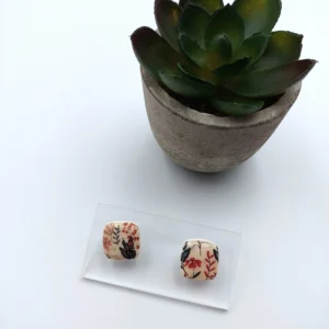 Polymer clay earrings square stud (Polimer agyag fülbevaló bedugós négyzet) (1)