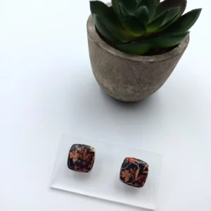 Polymer clay earrings square stud (Polimer agyag fülbevaló bedugós négyzet) (1)