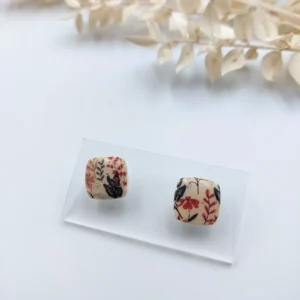 Polymer clay earrings square stud (Polimer agyag fülbevaló bedugós négyzet)